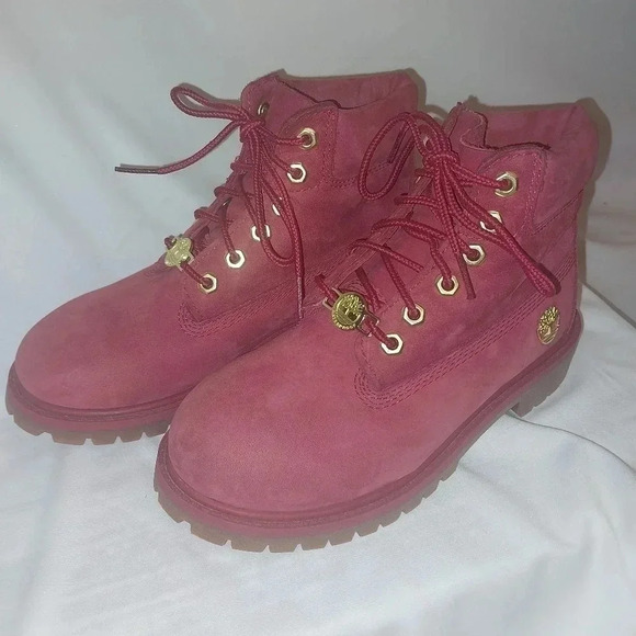 Timberland Boots, Red, Youth Size 1 - Picture 2 of 6